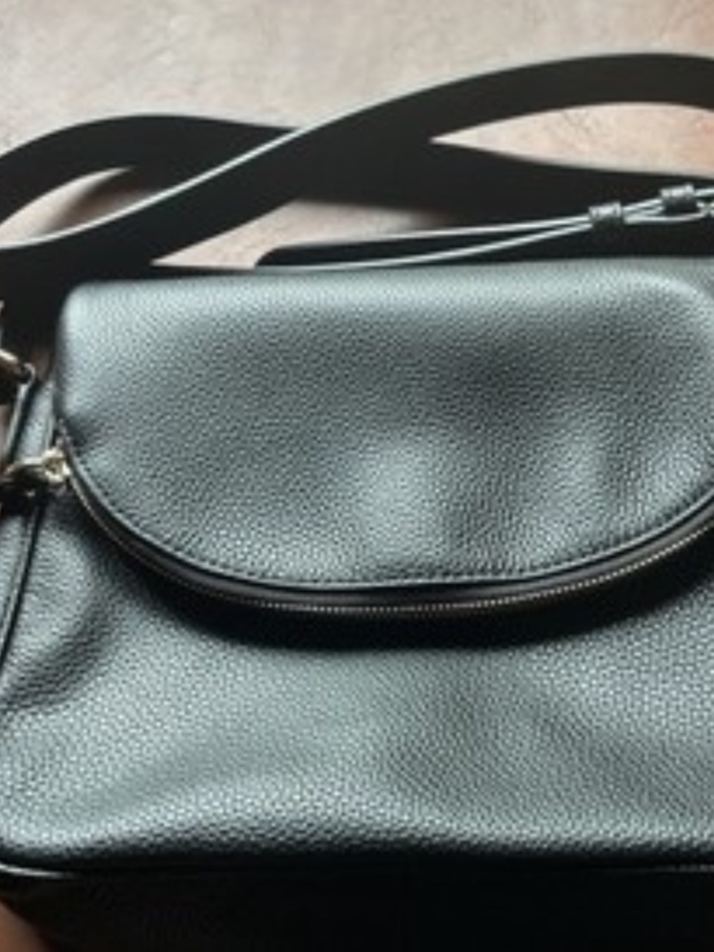 Quince Italian Leather Foldover Crossbody Black